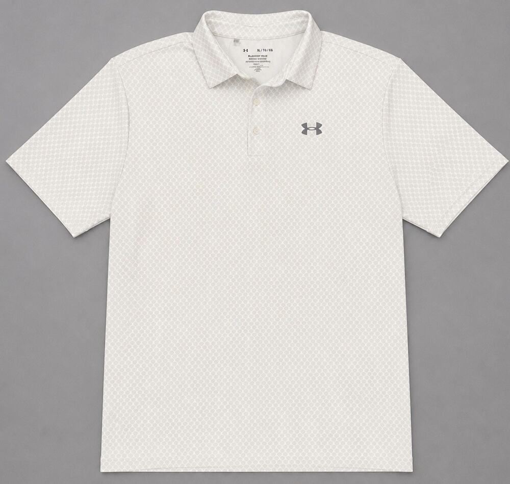 Under Armour Playoff Polo Shirt Mens XL White Geometric Short Sleeve Golf